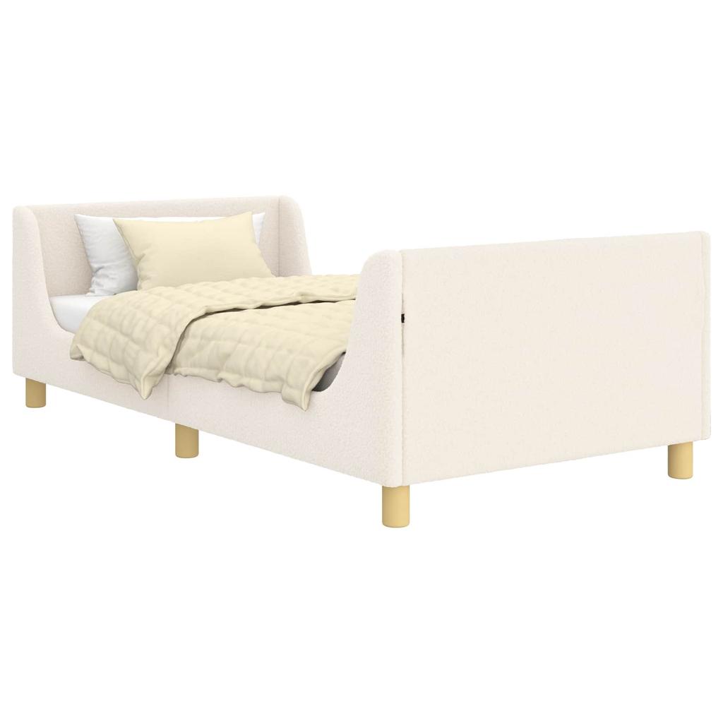 Children s Bed Frame with Headboard Cream 90 x 200 cm Boucle