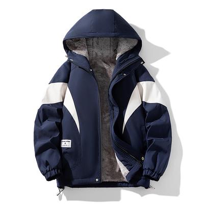 Autumn and Winter Plus Velvet Plus Plus Plus Plus Size Jacket Men's Hooded Plus Cotton Thick Warm Outdoor Jacket Men's Waterproof Cotton Jacket