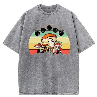 Paddenstoel Goblincore Cottagecore Esthetische Print Gewassen T-shirt Dames Katoen Zomerkleding Losse T-shirts Y2K Zachte Streetwear