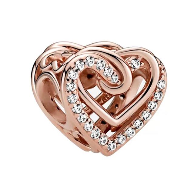 Подвеска из розового золота с цветком в виде листа и короны в виде сердца — фото 26