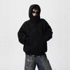 Unisex Hoodie met Rits en Metalen Studs Patchwork Ontwerp Losse Pasvorm Streetwear Tieners