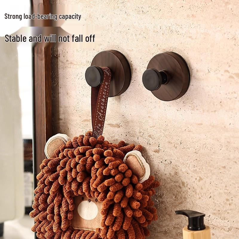 Walnut Grain Swivel Suction Cup Hook - No-Drill, Rotating, Strong Load for Kitchen Storage