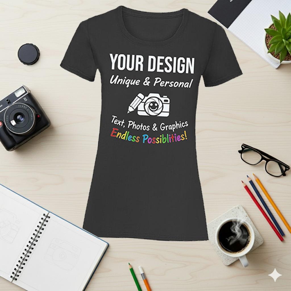 Personalised Text Image Womens 100% Cotton T-shirt Mens Tees Top Ladies Fit Any Colour or Font Top Hen Do 4XL
