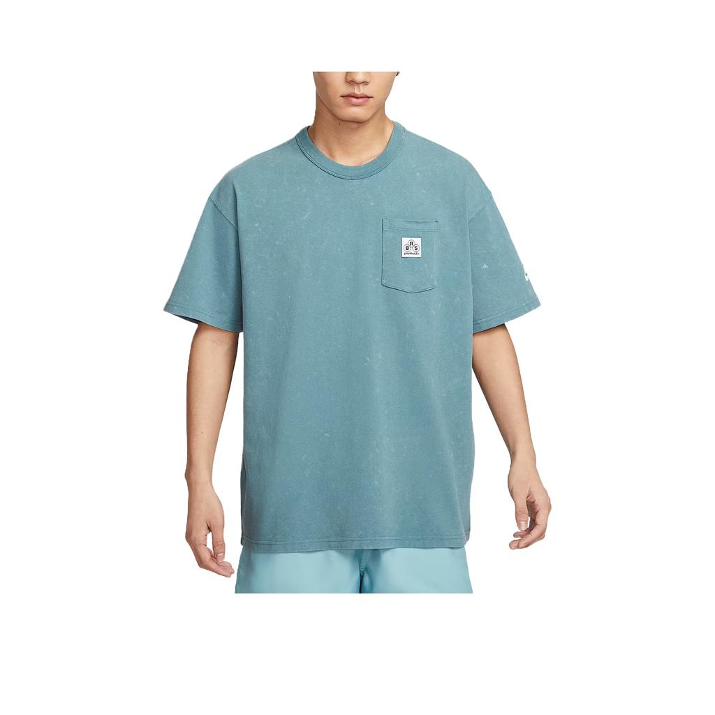 Nike Sportswear Simple Stylish Comfortable Solid Color Letter Short Sleeve T-Shirt Men Tops Smoke-Blue IF0621094