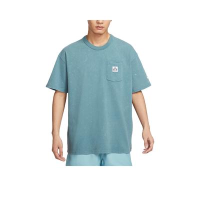 Vêtements de sport Simples Élégants Confortables Couleur unie Lettre T-shirt Manches courtes Homme Hauts Bleu fumé IF0621094