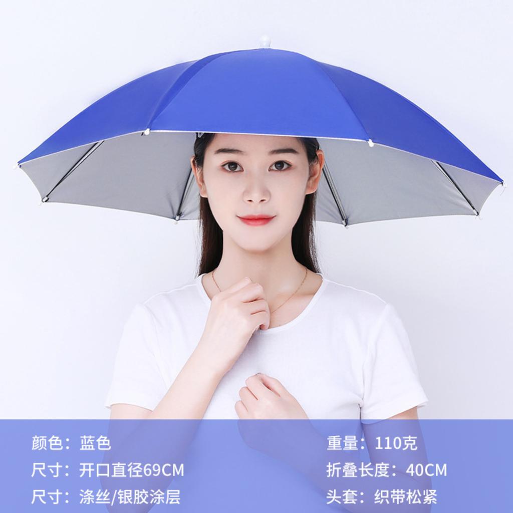 Hands Free Headwear Umbrella Adjustable Size Foldable Outdoor Rain Sun Protection Hat Suitable for Adults and Children Fishing Hiking Camping
