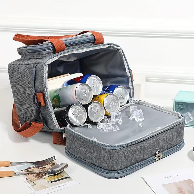 1 Stuks Geïsoleerde Lunchtas, Grote Capaciteit Dubbellaagse Geïsoleerde Tote Bag, Geschikt Voor Picknicks, School En Werk.