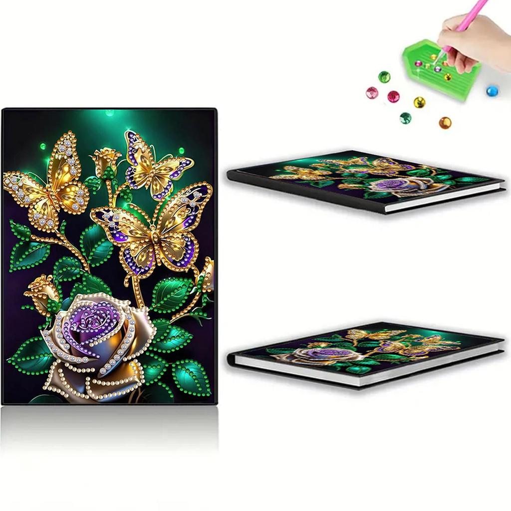 50-Page A5 Size Diamond Painting Diary Book 5D DIY Diamond Art Painting Notebook Kit 50 Pages Crystal Notepad Sketchbook