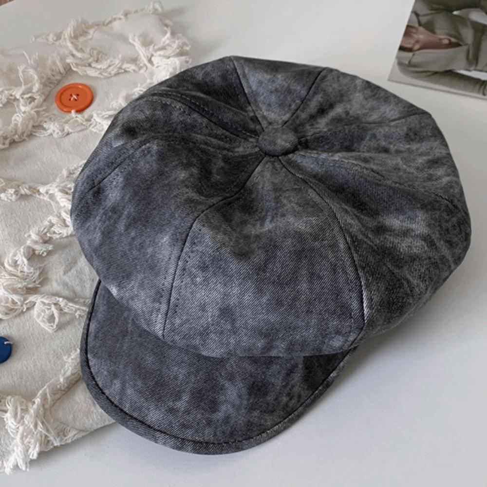 British Style Pu Leather Beret Autumn Winter Artist Cap Elegant Women's Beret  Streetwear