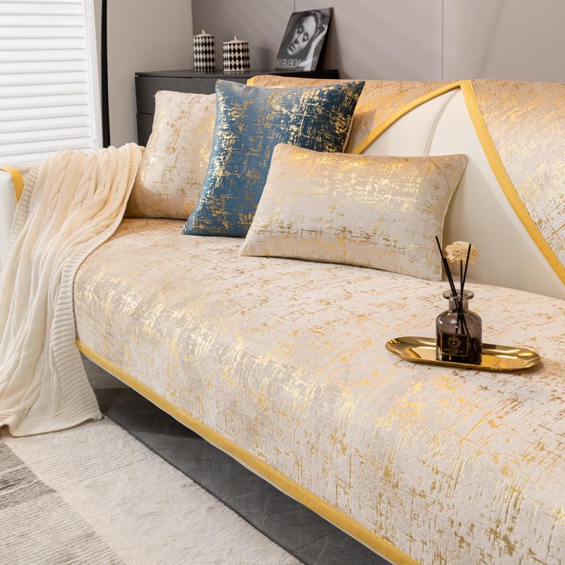 

Роскошные диванные подушки для гостиной, высококачественная современная зимняя нескользящая подушка для сиденья, универсальный подлокотник для четырех сезонов, тканевый чехол для полотенец 90x160cm бежевый