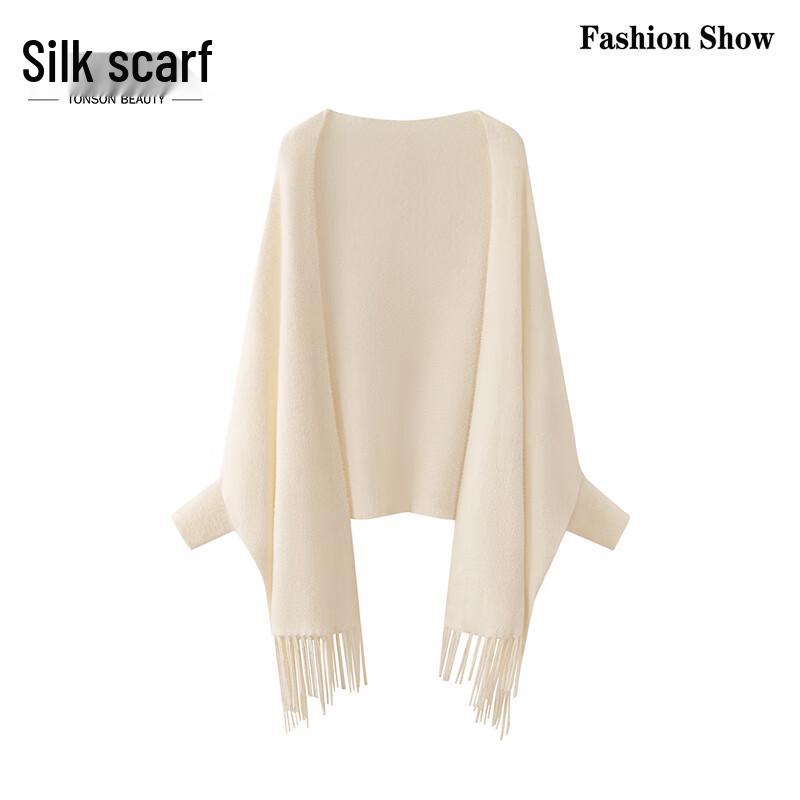 

Women s Batwing Sleeve Tasseled Knit Cardigan One Size