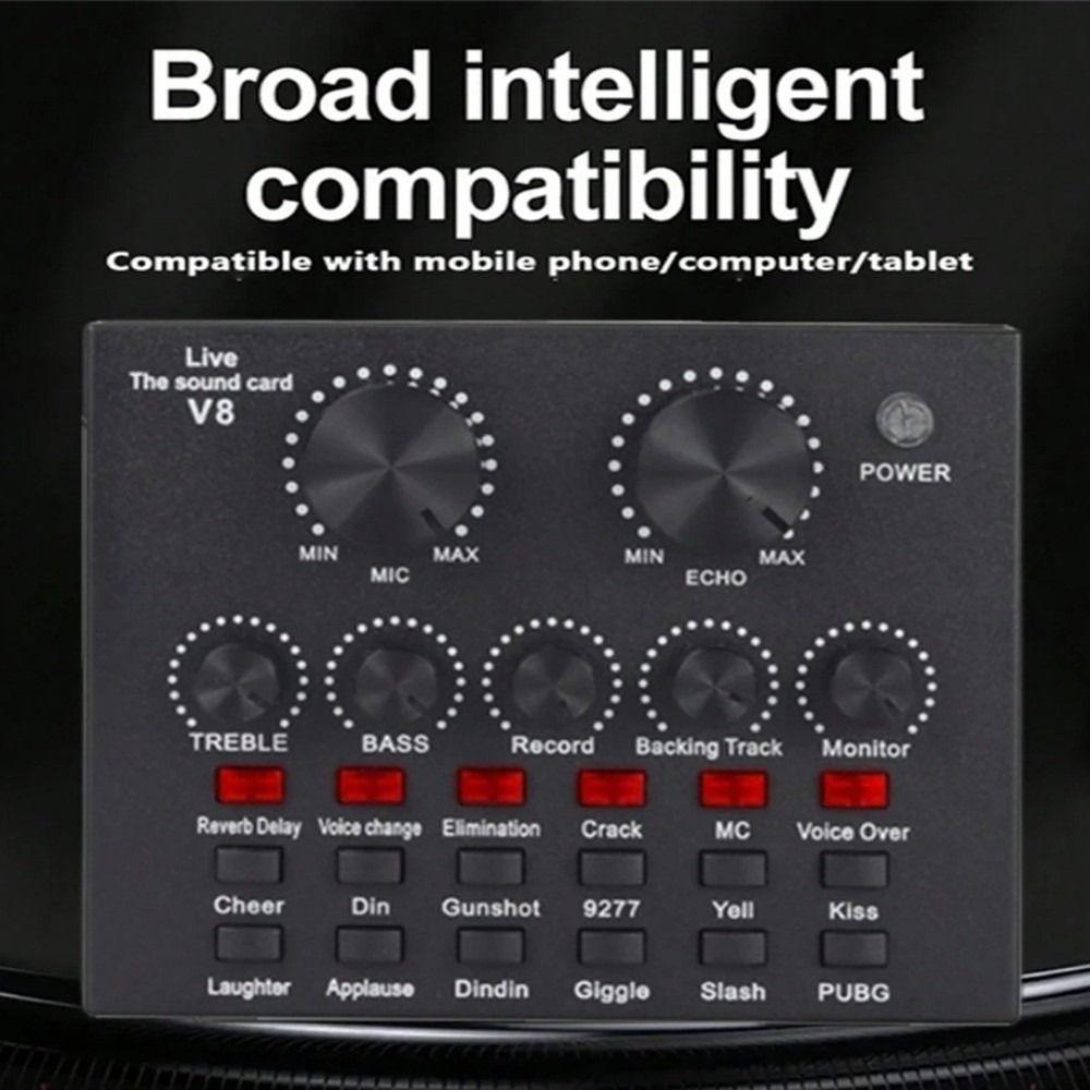 Studio Record V8 Sound Card Audio Mixer External Sound Card Convenient Mic Sound Card  PC Computer