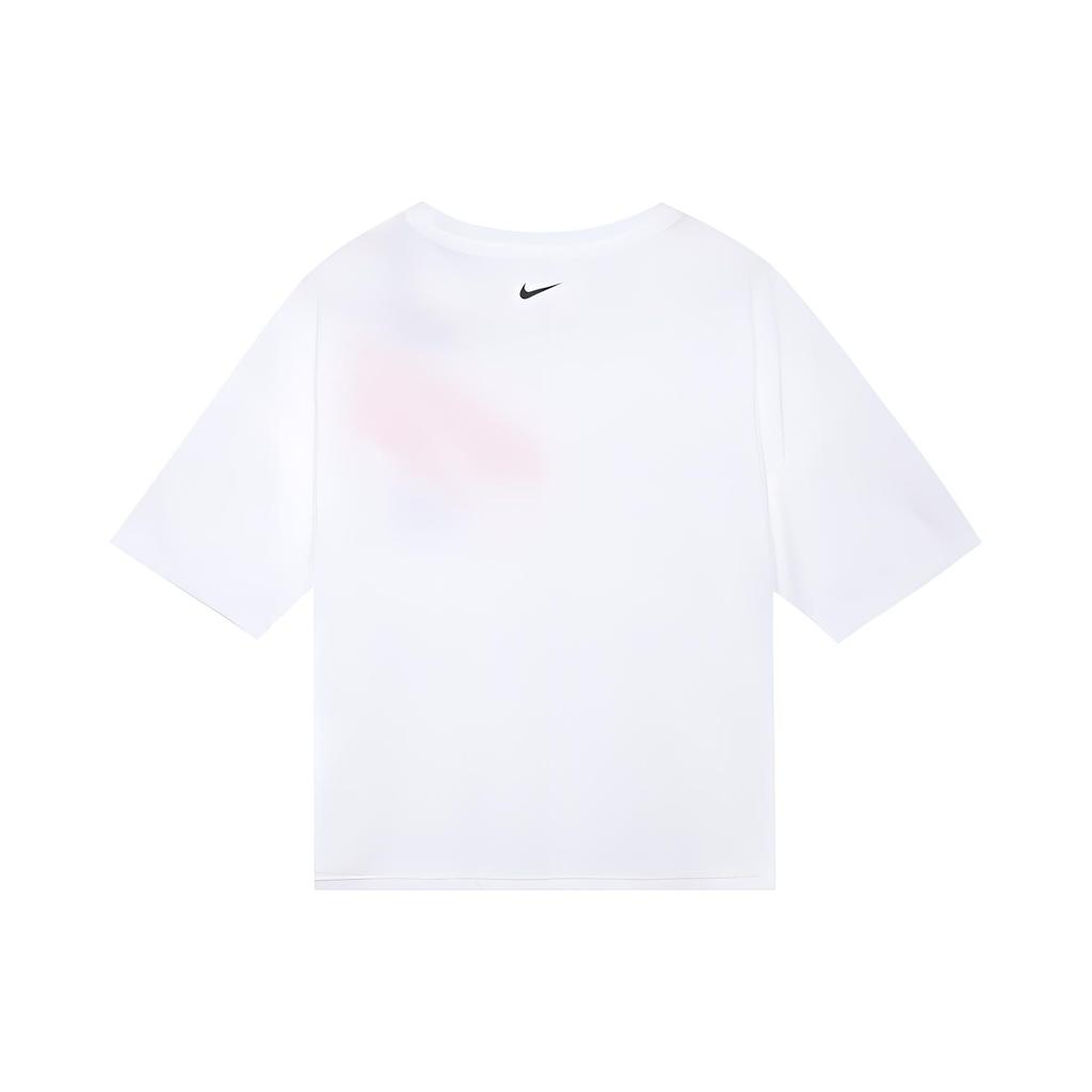 Nike Dri-Fit Loose Fit Letter Print Short Sleeve T-Shirt Women Tops White DC7190-100