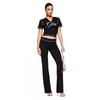 Womens Street Style Printed Short Sleeve Hooded Tracksuit Set Casual Sportswear