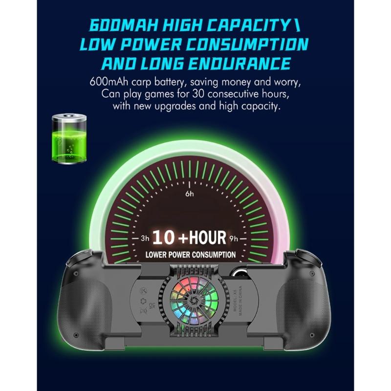 Stretchable Game Controller Wireless Charging Hall Effect Joystick Bluetooth-compatible Phone Gamepad with Cooling Fan