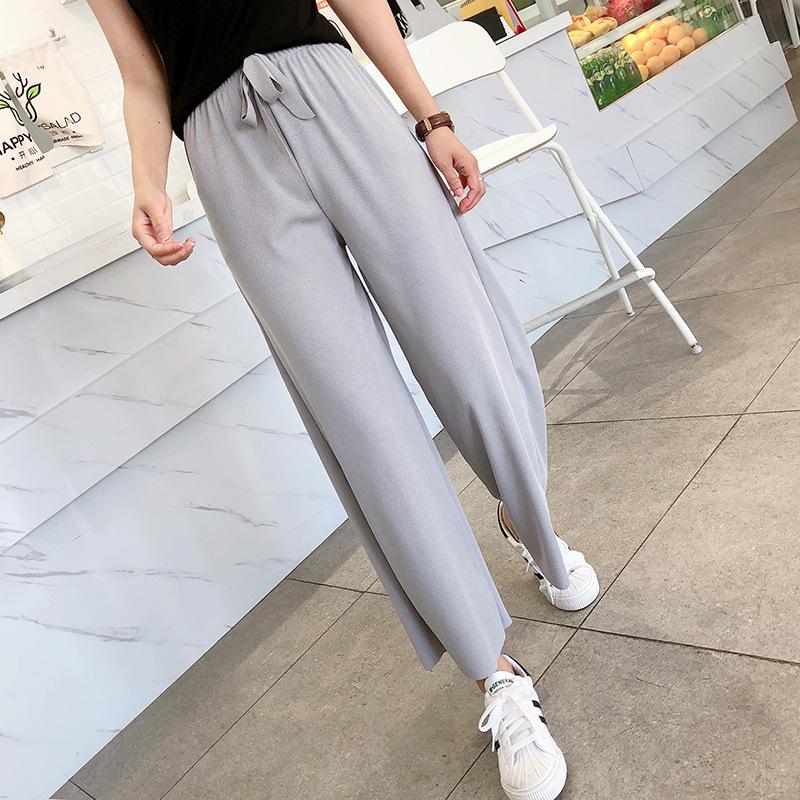 Paris High Waist Ice Silk Drape Pants - Summer Loose Straight Leg