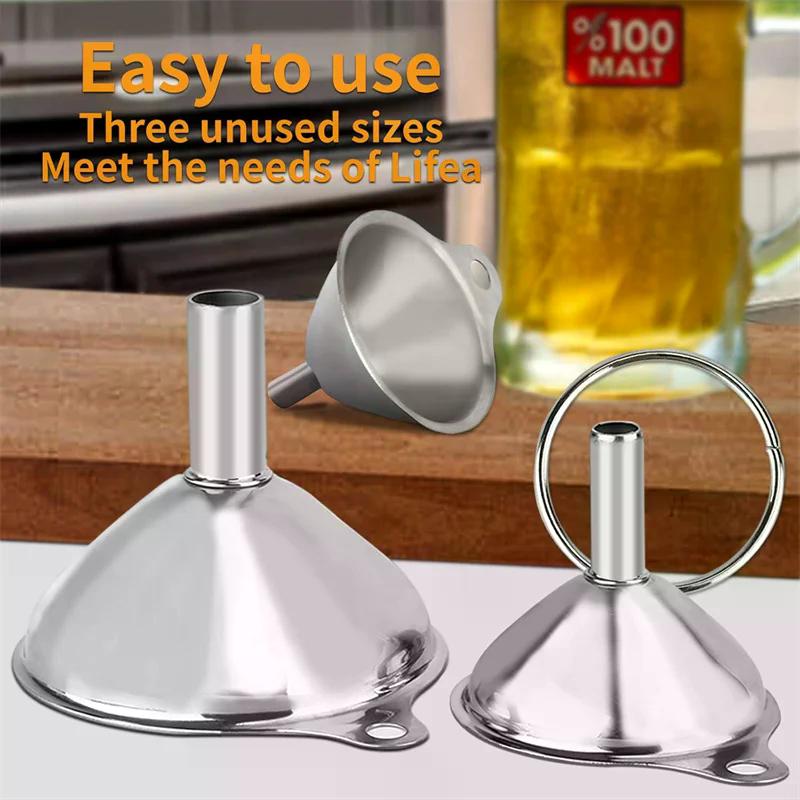 5Pcs Metal Stainless Steel Funnel, Large Small Funnel Set Of 3, Food Grade Mini Funnels For Kitchen