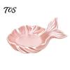 Pink Jewelry Dish Fishtail Storage Tray, Large Capacity Groove Design, Pearlescent Organized Vanity Decor 3D Printing Desktop Ornament, for Rings And