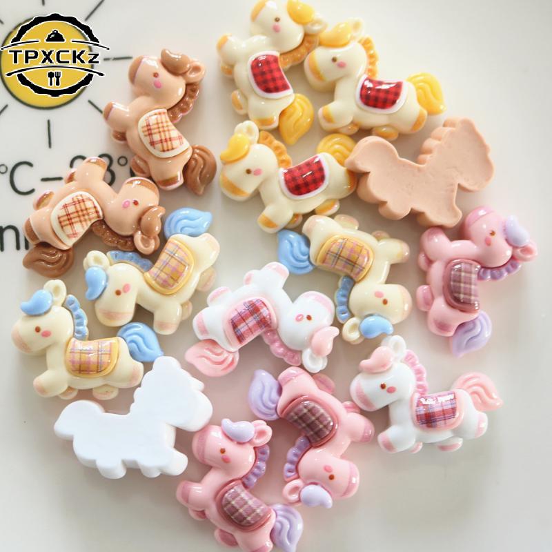 10pcs Cute Cartoon Horse Pendant For Jewelry Making Kawaii Resin Scrapbook Decor Home Craft Diy Jewellery Hairpin Accessories