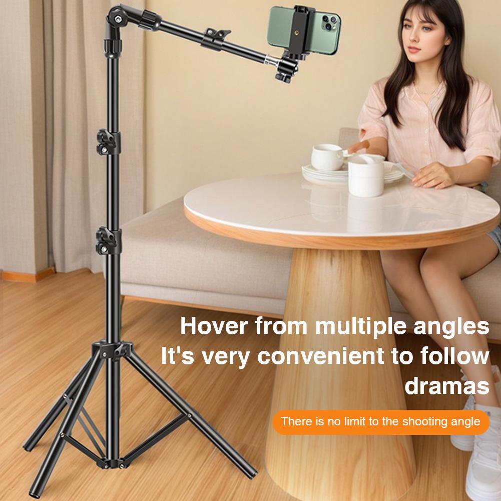 Mobile Phone Live Support Horizontal Overhead Adjustable Photo Tripod Video Recording Selfie Landing Floor Telescopic Bracket