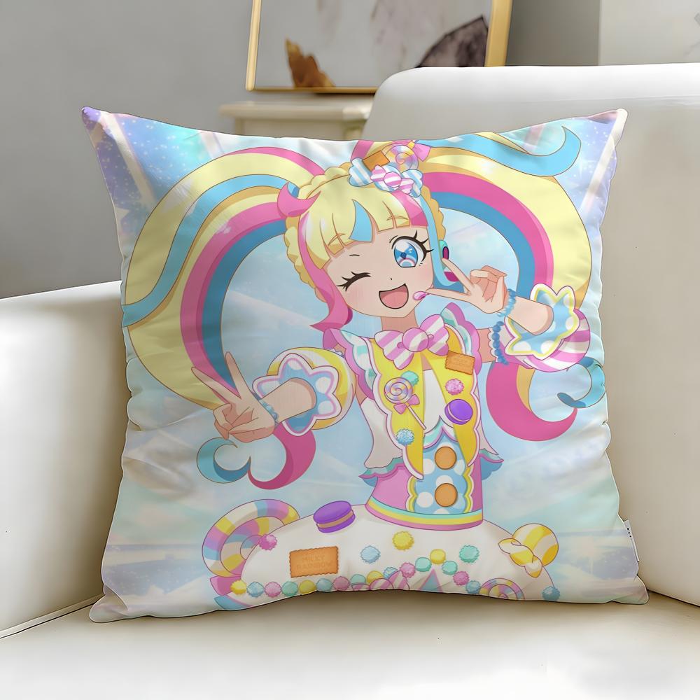 Idol Anime Kiratto Pri Chan Cushion Cover Soft  EasyWash Pillow Case  Versatile for Couch Bed Travel and Office