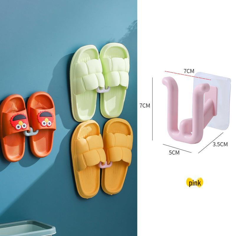 Wall-Mounted No-Punch Slipper Rack: Bathroom & Entrance Shoe Organizer