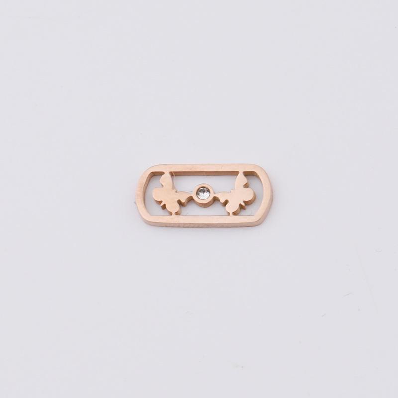 

Stainless Steel Butterfly Pendant with Rhinestones - Square Hollow Design for DIY Fashion Bracelets 7x15mm розового золота