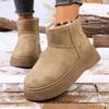 Women's Winter New Platform Snow Boots Fleece Lined Thickened Bread - Style Cotton Boots