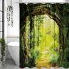 Forest Tree Butterfly Shower Curtain, Bathroom Decorative Shower Curtain, Waterproof Shower Curtain with Hooks