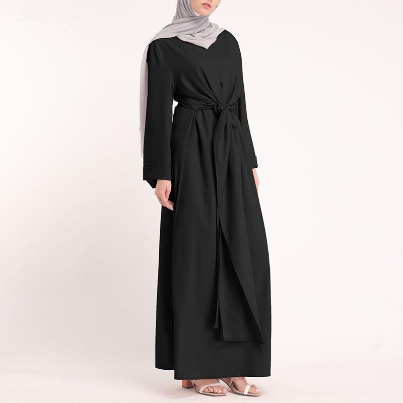 Available: 2022 Vintage Solid Color Muslim Long Dress - Elegant High Waist Pullover Design