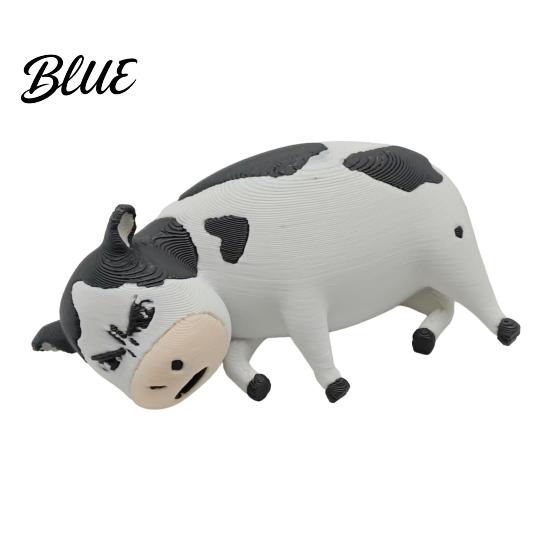 Mini Animal Sculpture 3D Printed Dairy Cow Figurine Cartoon Cattle Statue for Desk Decor Accessory Home Office Gift Lovers Desktop Ornament