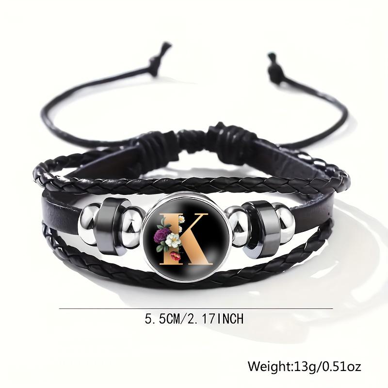 26 Letters A-Z Handmade Leather Bracelet Woven Multi-layer Punk Id Name Friendship Couple Bracelet