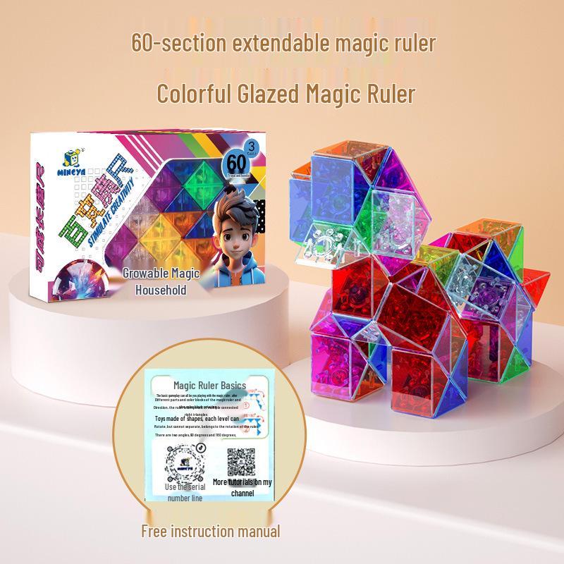 All-in-One Magic Ruler Set with 24, 36, and 72 Detachable Colorful Sections for Kindergarten Children