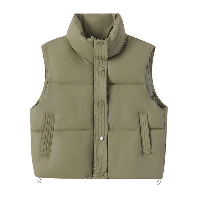 New Winter Down Cotton Clothes Vest Stand-up Collar White Vest Short Sleeveless Light Vest Jacket Women's Clothing