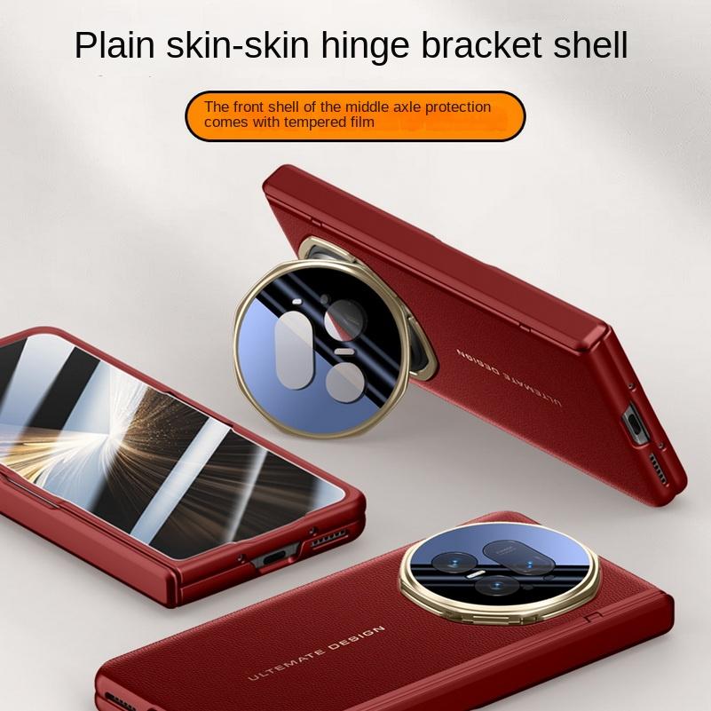 Leather With Privacy Screen Tempered Glass Protector Case For Honor Magic V 5 Magic V5 Spring Hinged Camera Holder Cover