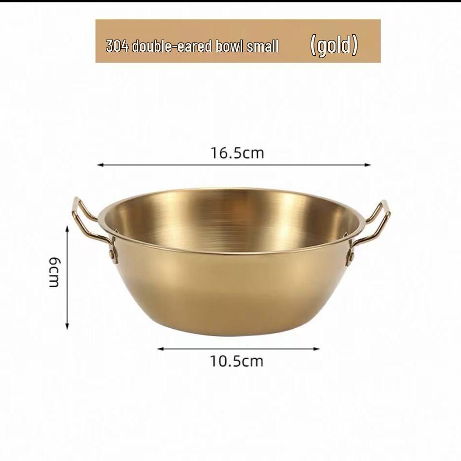 Juego de Cuenco para Vino de Arroz y Plato para Aperitivos de Acero Inoxidable con Doble Asa Estilo Coreano