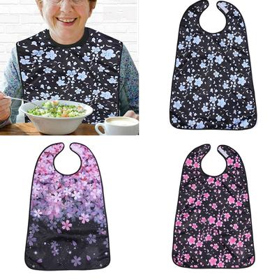 Waterproofing Adult Dining Bib Scarf for Elderly Comfortable Reusable Clothing Protector Fashionable Flower