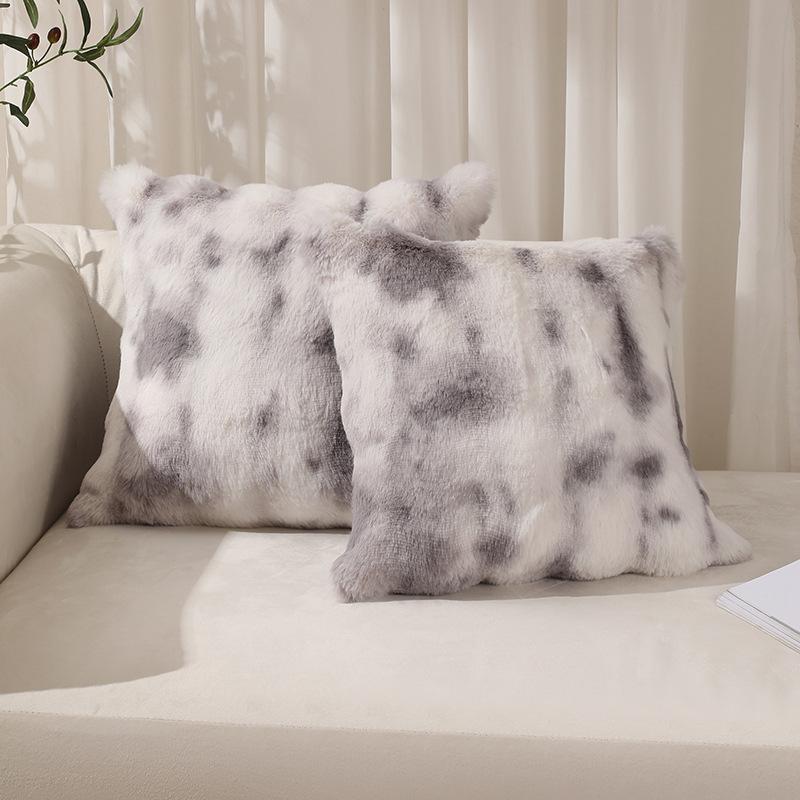 Bubble Velvet Imitation Bunny Fur Solid Color Tie-dye Plush Living Room Sofa Pillow Bubble Fur Cushion Home Textile Decoration