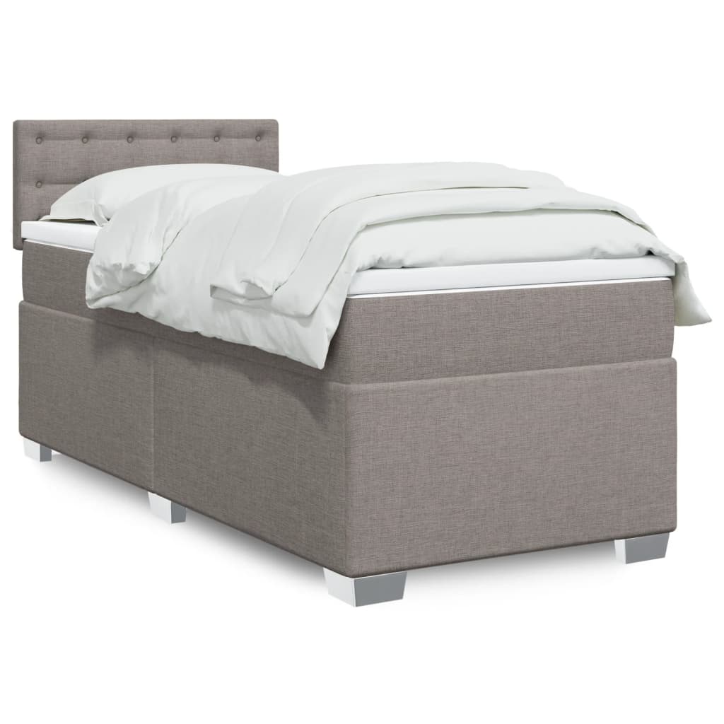 Vidaxl Letto Continentale Con Materasso, Taupe, Tessuto, 90X200 Cm