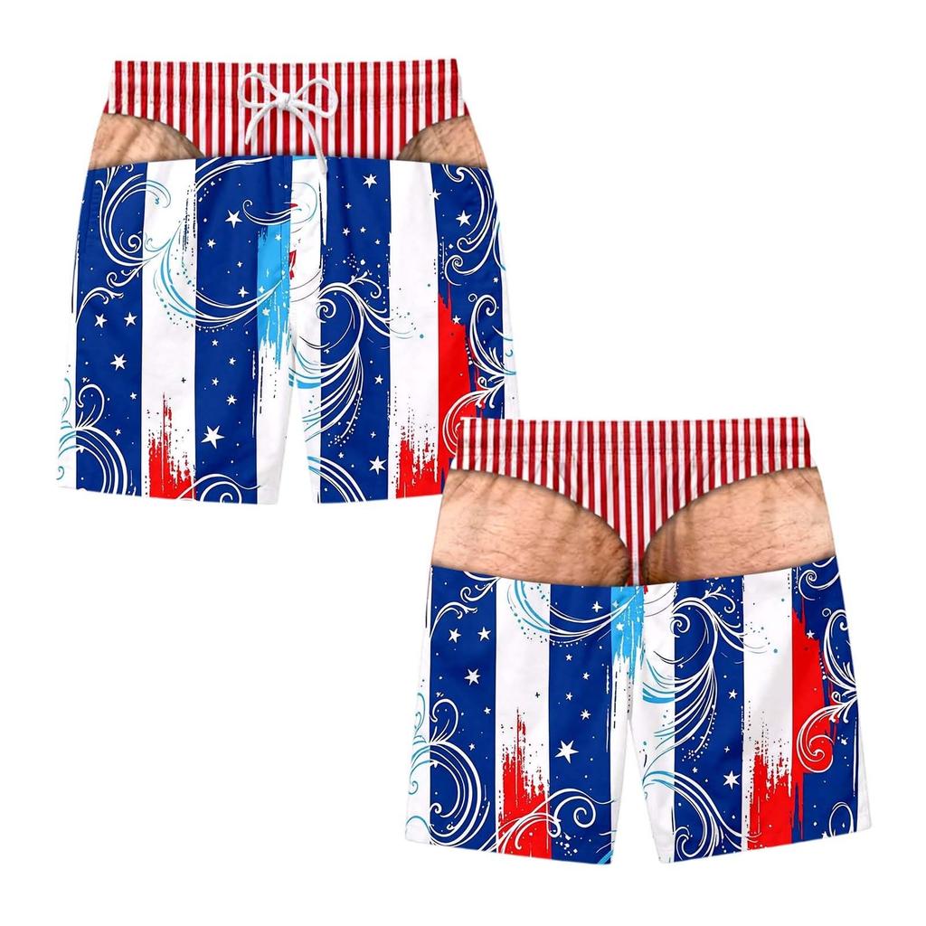 Men's Funny Printed Beach Shorts for Summer Casual Wear
