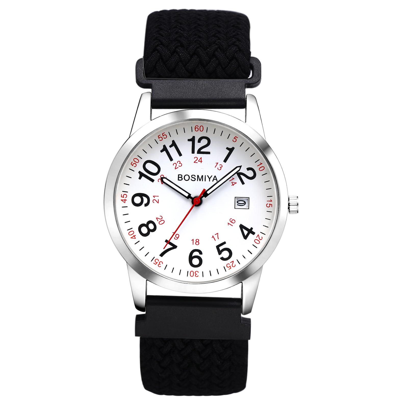 

Watch with Stretchable Braided Arabic One Size Fits Quartz Analog Large Date Adjustable Cute Design Perfect for and Christmas Men s Strap, 24-Hour чёрный