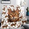 1PC Cute Cats Rabbits Print Flannel Blanket, High Quality All Seasons, Home Decor, Warmth and Comfort, Perfect for Christmas Gifts