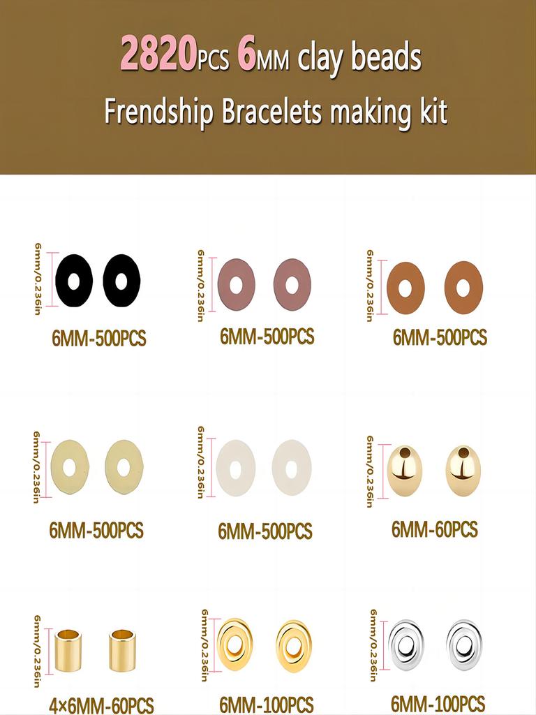 24 Cases of 5-color Clay Beads Interval Beads Gold Beads Girl Bracelet Jewelry DIY Jewelry Production
