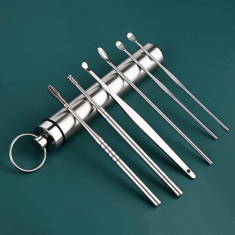 Ear Pick Six-piece Set Ear Cleaning Ear Picking Earpick Convenient Portable Portable Ear Pick Household Portable for Adults