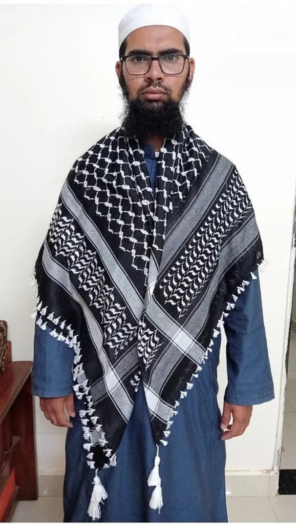 Palestine Keffiyeh Kufiya Scarf (48*48)- Free Palestine Traditional Shemagh with Tassels Arafat Hatta Arab Style Headscarf for Men and Women