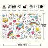 2D Classroom Decoration Backdrop, Hand Drawn Rocket Rainbow & School Items Banner