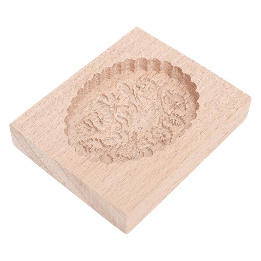 1pcs Carved Bird Pattern Wooden Cookie Mold Multifunctional Biscuit Stamp Mould For Baking