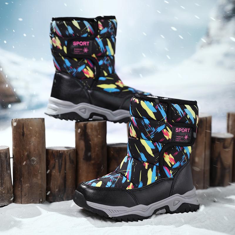 

Зимние хлопковые ботинки для мальчиков для внешней торговли, бархатные теплые детские сноубутсы, утолщенные холодостойкие хлопковые ботинки для детей среднего и старшего возраста для улицы 38/inner length 24.6cm