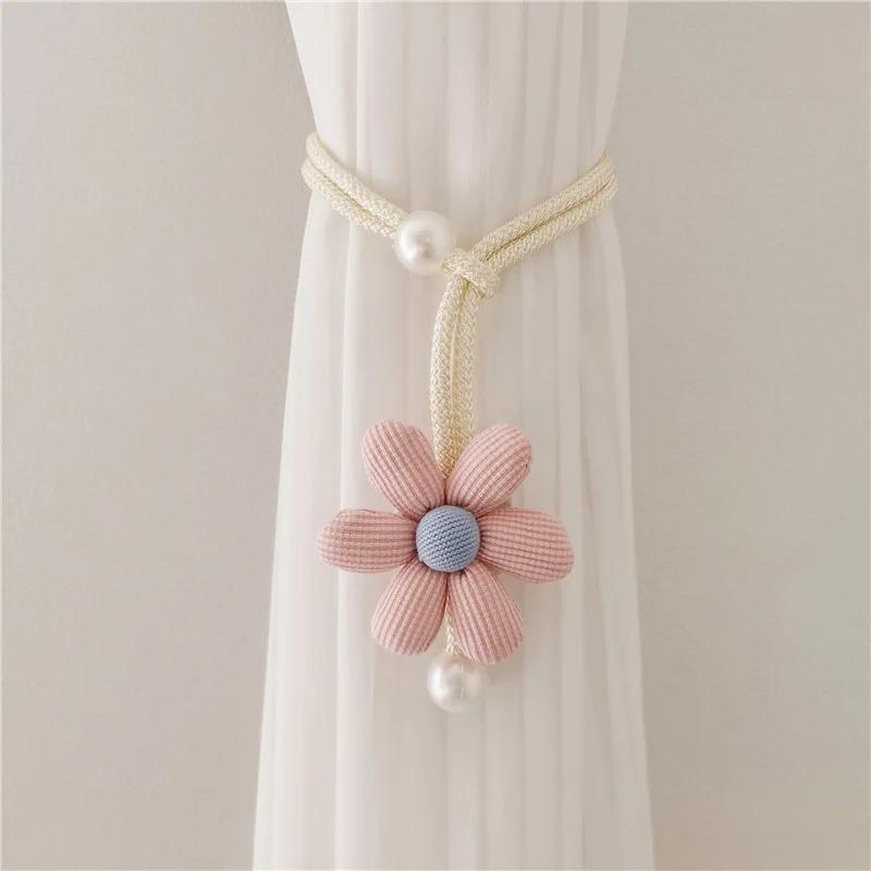 1 Stück 3D Blume Perle Vorhang Raffhalter, Raumdeko Moskitonetz Aufbewahrungsbänder, Türvorhang Kaffee Screen Bindebänder