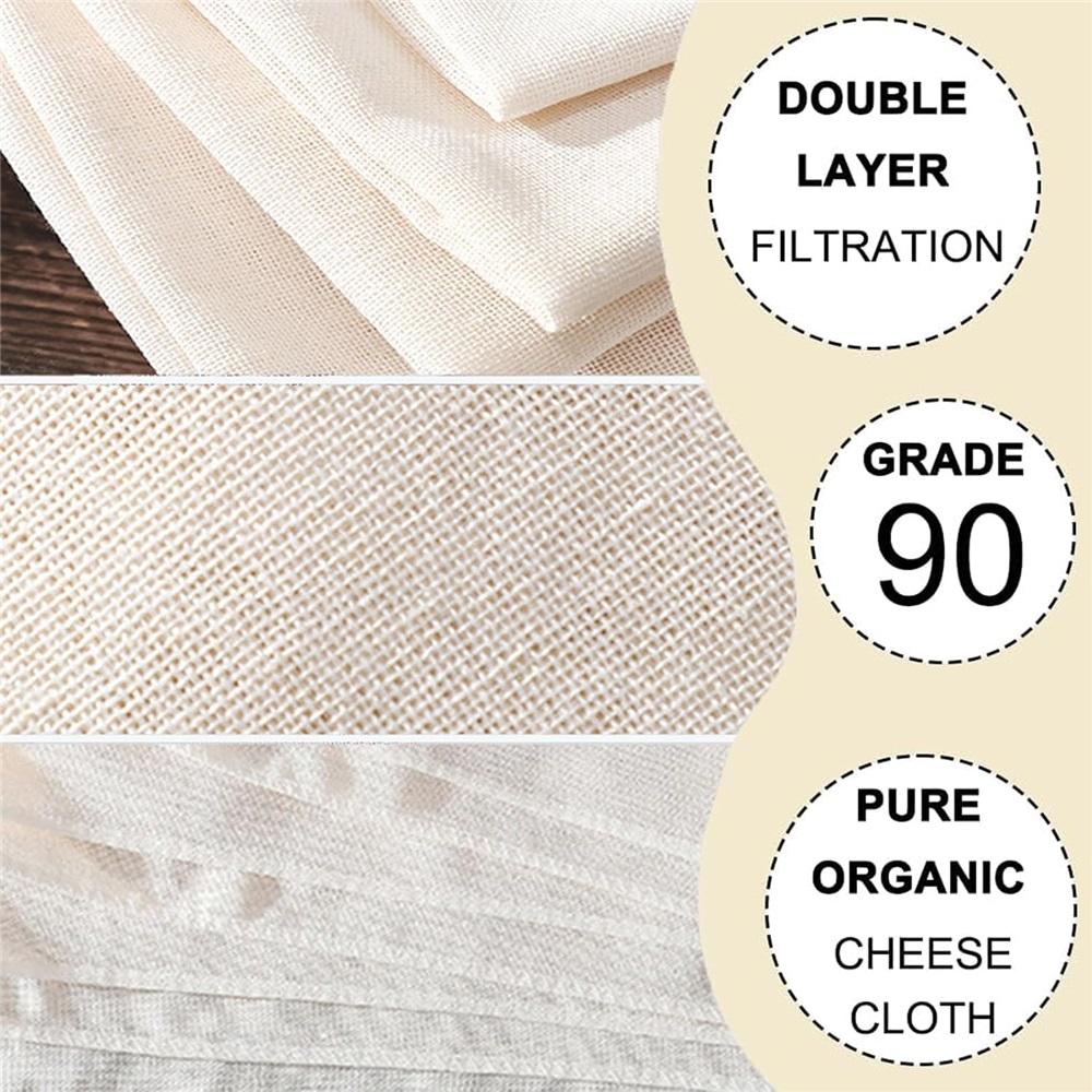 5 Pieces Cheese Filter Cloth – Unbleached Pure Cotton, Reusable, 50x50 Cm – For Filtering Milk, Juice, Yogurt, Nut Milk, Kombucha